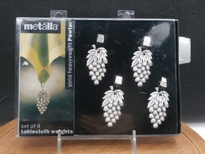 Vtg Solid Pewter Tablecloth Weights GRAPE CLUSTERS Set/4 New In Open Box Prodyne - Picture 1 of 10