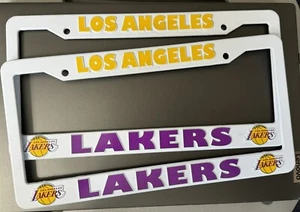 2 Los Angeles Lakers White License Plate Frame NEW Auto Truck FREE USA SHIPPING - Picture 1 of 3