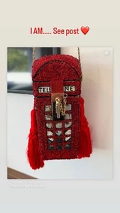Camilla Franks Bag Red Phone Booth Box London Calling jack Be Nimble Beaded RARE - Picture 1 of 18