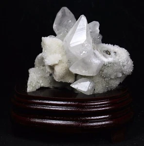 Beautiful Dipyramidal White Calcite Cluster Crystal Mineral Specimen Stand China - Picture 1 of 9