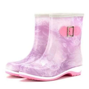 Waterproof Women's Rain Boots Mid Calf Anti-Skid Ankle Short Rubber Casual Shoes - Picture 1 of 14