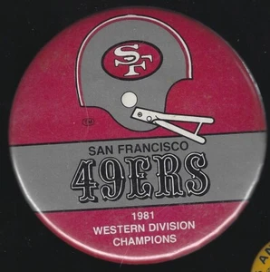 Original 1981 San Francisco 49ers Western Division Champions 3.5" Pinback Button - Picture 1 of 2