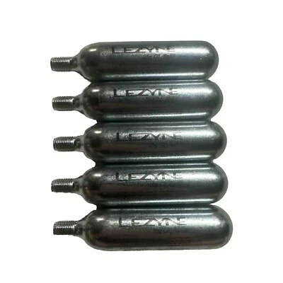 5 pack Lezyne 25 G Threaded CO2 Cartridges 25  gram Large Volume Gravel Mountain - Image 1 of 4