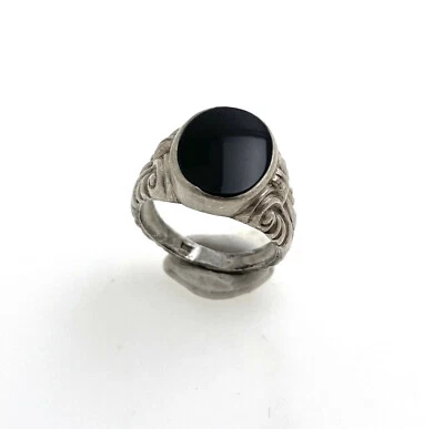 Anillo De Sello Para Hombre - Plata De 925 - Talla 58 - 8,40 Gramos - Ónix - Imagen 1 de 4