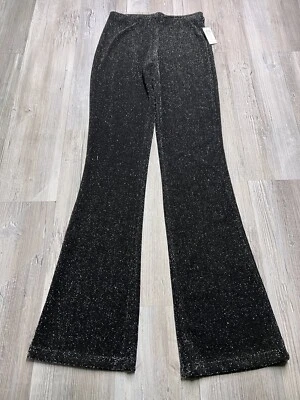 Calça Cyber Vintage Anos 90 Preta Glitter Rave Club Fórmula X Feminina Tamanho P Fabricada nos EUA - Imagem 1 de 4