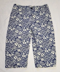 Lee Capri Pants Women's 10 Medium Blue Floral Gardencore Bohemian Outdoor - Picture 1 of 8