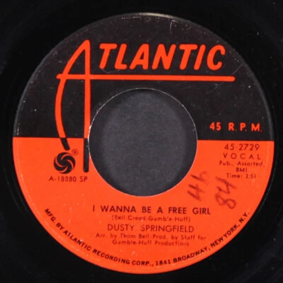 DUSTY SPRINGFIELD: i wanna be a free girl / let me in your way Atlantic 7" - Image 1 of 2