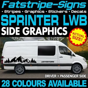 to fit MERCEDES SPRINTER LWB GRAPHICS STICKERS STRIPES RACE CAMPER VAN MOTORHOME - Picture 1 of 2