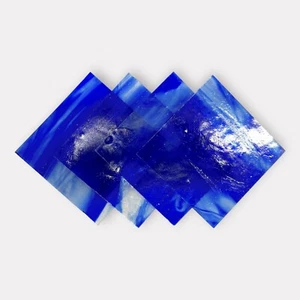 4er-Pack Kristall dunkelblau transparent COE 96 schmelzbare Glasscheiben/Mosaikquadrate - Bild 1 von 4