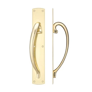 Fulton & Bray Cast Brass Large Pull Handle with Backplate - Left Handed - 457 x - Picture 1 of 1