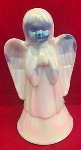 FENTON BLUE AND WHITE OPAL IRIDESCENT "PRAYING ANGEL" GLASS FIGURINE MADE IN USA - Picture 1 of 11