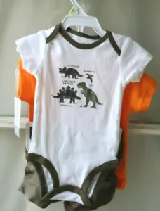 New Carter's Dinosaur Outfit Boys size 3 month 3 Pcs Shorts Shirt Retail $26-Y-9 - Picture 1 of 5