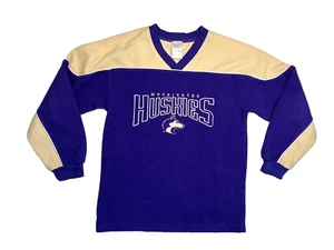 Vtg y2k WASHINGTON HUSKIES UW Football COLLEGE FLEECE SWEATSHIRT Kid Fan YOUTH M - Picture 1 of 4