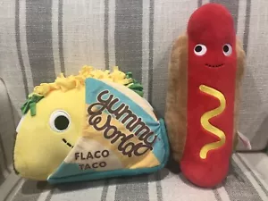 Kidrobot Yummy World Plush Lot of 2 Taco & Hotdog 10” New Without Tags - Picture 1 of 8
