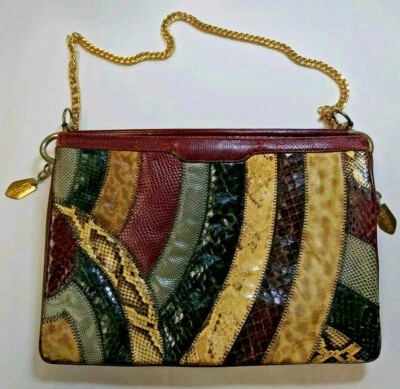 Bolsos de SUPREME AÑOS 70 Patchwork PITÓN SERPIENTE VINTAGE MONEDERO PIEL DE SERPIENTE BOLSO DE DISEÑADOR Foto 1 de 4