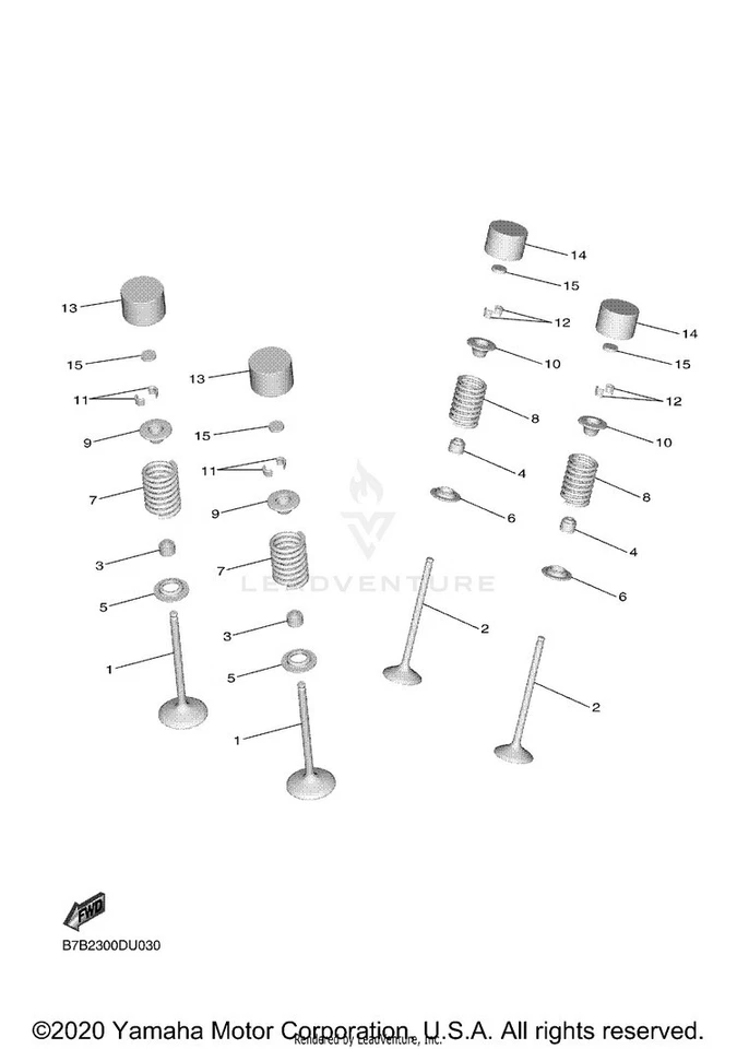Válvulas de admisión y escape Yamaha YZ250F 19-23 YZ250FX WR250F OEM Foto 1 de 1