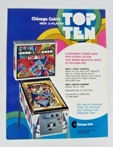 Chicago Coin Top Ten Pinball Advertising Flyer - Picture 1 of 1