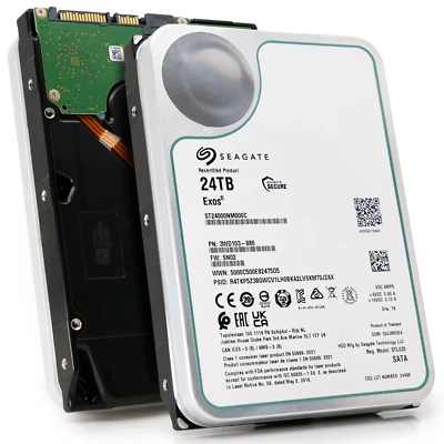 Recertified Seagate Exos 24TB SATA HDD ST24000NM000C 7.2K RPM 6Gb/s 512e 3.5in - Image 1 of 4