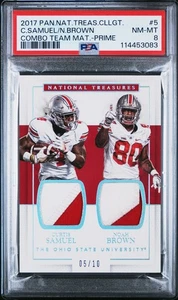 National Treasures Combo Team 2017/10 PSA 8 casi nuevo-como nuevo Curtis Samuel Noah Brown - Imagen 1 de 2