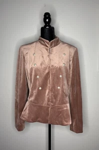 Amaryllis Samt Military Jacke Schößchen Kleid Blazer Perlenknöpfe Damen L - Bild 1 von 12