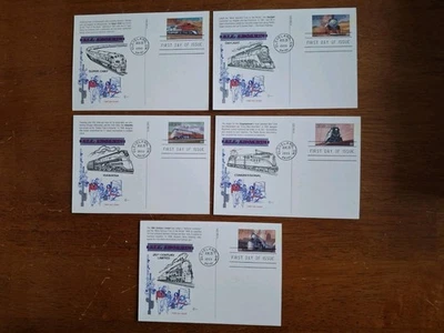 1999 All Aboard Trains Postal Cards 20c  UX307-UX311 Cleveland FDCs Cover Craft - Image 1 of 2