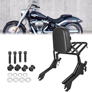 Backrest Sissy Bar with Luggage Rack for Harley Fat Boy Breakout 2018-Up Black - Bild 1 von 11