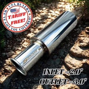 Spoon Sport Universal SINGLE EXHAUST MUFFLER 2" inlet Out 3" SUS304 Steel - Picture 1 of 9