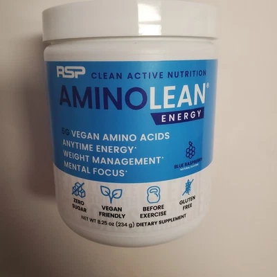 RSP Clean Active Nutrition AminoLean Energy Blue Raspberry 8.25 oz Exp 07/2028 - Image 1 of 4