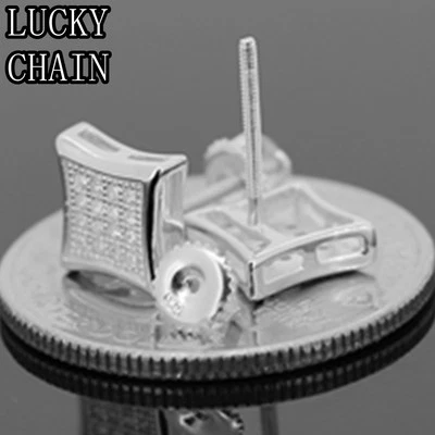 PLATA ESTERLINA 925 LABORATORIO DIAMANTE TORNILLO TRASERO PENDIENTE (8mm x 8mm) E47 Foto 1 de 2