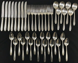 National Silver 39-piece Sterling Flatware Set Margaret Rose Forks Spoons Knives
