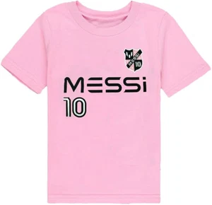 Messi Number 10 Soccer Logo Pink Unisex Kids T-Shirt. US Child Sizes. Brand New! - Picture 1 of 3