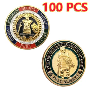 100 Stück Sammler Sammlung Put On the Whole Armor Of God Challenge Münze Geschenk - Bild 1 von 12