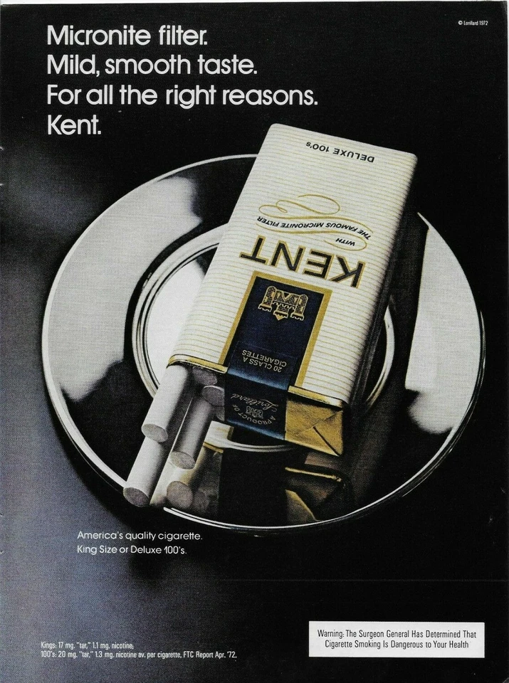 Kent Cigarettes On A Silver Platter 1972 anuncio impreso original calidad años 100 Foto 1 de 1