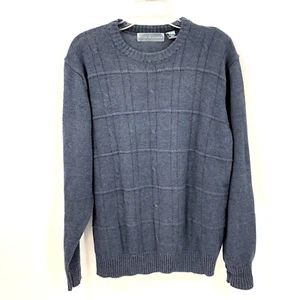 OSCAR DE LA RENTA Blue Textured Cable Knit Crew Sweater Mens Sz L Casual Office - Picture 1 of 11