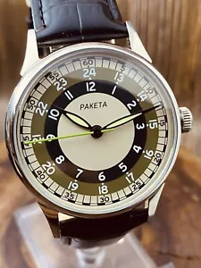 Vintage Raketa Marriage Watch - Minimalist Soviet Style with 24h Dial Glass back - Picture 1 of 19
