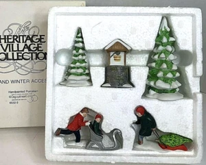 Dept 56 Heritage Village Winter Accessory New England w/ Box 5 pc Vintage EUC - Picture 1 of 8