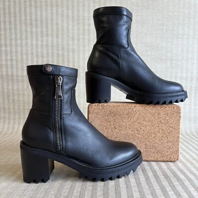 Tamara Mellon Stash Ankle Boots Black Leather Platform Block Heel Sz EU36.5 US6 - Image 1 of 4