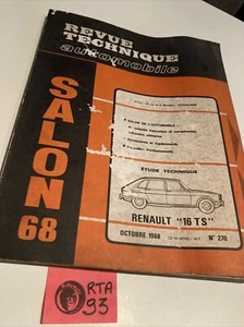 Renault 16 TS R16TS R16 R1151 Revue Technique Automobile RTA édition 1968 - Imagen 1 de 10