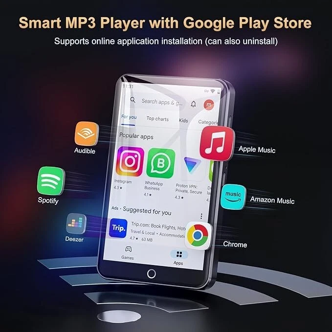 4 Inch Android Mp3 MP4 Player, Wifi & Bluetooth, Spotify, Google Play Store  - Image 1 of 1