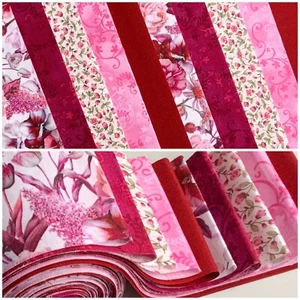 10 100% cotton fabric strips 2.5” x 42” jelly roll quilting rose pink wine Z75 - Picture 1 of 24