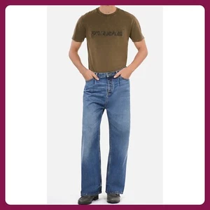 The Kooples Sz 32 Mens/Womens Ultra Dark Blue Button Fly Wide Bottom Jeans NWT - Picture 1 of 7
