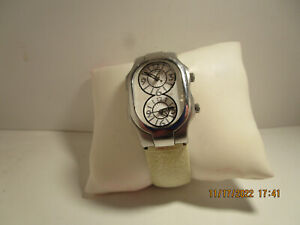 Philip Stein Teslar Ladies Dual Watch 9" overall White band with case