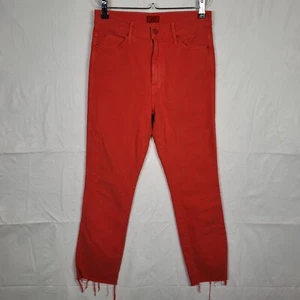 MOTHER High Waisted Rascal Ankle Step Fray Jean Women's Size 28 Chalk it Up Red - Picture 1 of 11