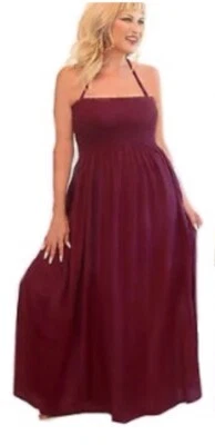 ❤️Романтический цыганский богемное платье макси со сборками верхний спагетти ремни OS один размер новый с Ярлыками - Изображение 1 из 4