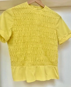 Seltene kurzärmelige Senfbluse aus Vintage. Um 1940er Jahre. Größe Small. - Bild 1 von 3