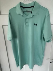 Under Armour Golf Polo Shirt Size Large Teal Short Sleeve Heat Gear Pristine! - Picture 1 of 11
