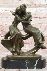 Hand Made Bronze Statue Romantic Couple by Patoue Art Sculpture Figurine Gift NR - Picture 1 of 10