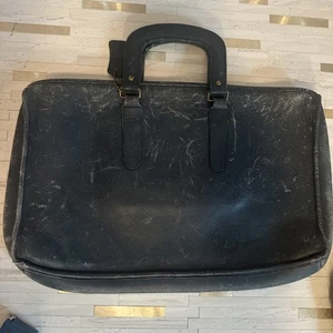 Dorcelle Vintage Made In USA Leather Blue Brief Case Bag - Picture 1 of 18