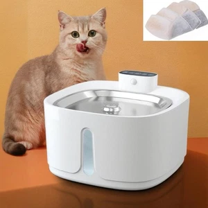 Smart Cat Water Fountain with 4 Filters,3.2L/108Oz Wireless Stainless Steel Pet - Picture 1 of 12