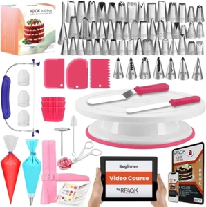 RFAQK 200 PCs Cake Decorating Supplies Kit for Beginners -1 Cake Turntable St... - Picture 1 of 14